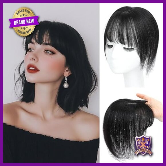 10 Inch Human Hair Topper with Realistic Scalp and Wispy Bangs main image 5